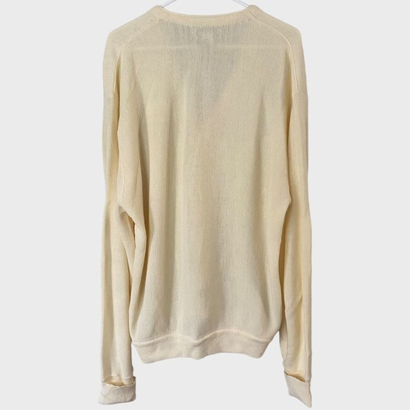 Vintage IZOD V-Neck Button-Front Golf Cardigan Mens XL Cream Long-Sleeve Sweater - Picture 3 of 11